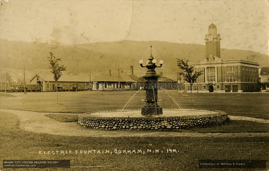 Postcard: Electric Fountain, Gorham, New Hampshire